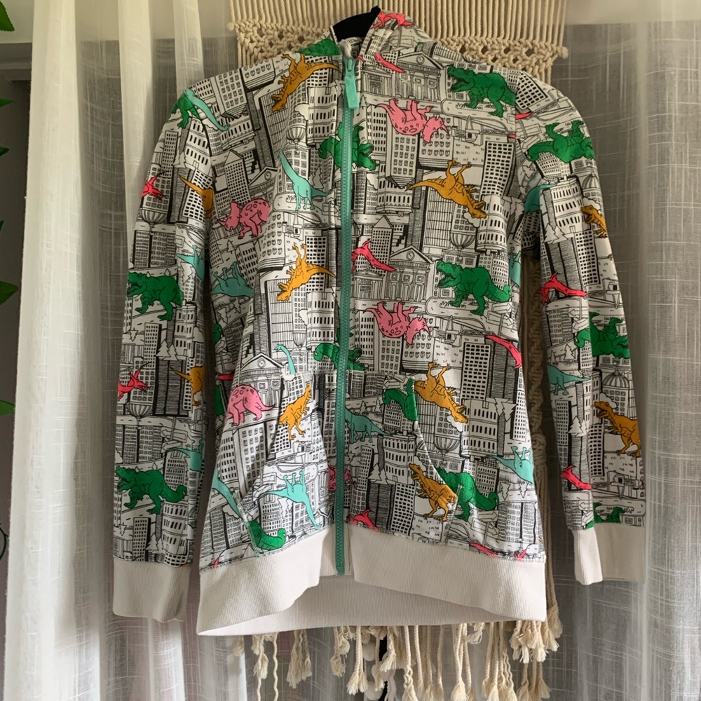 Dinosaur and building girls jacket